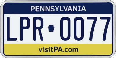 PA license plate LPR0077