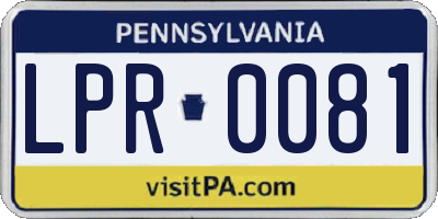 PA license plate LPR0081