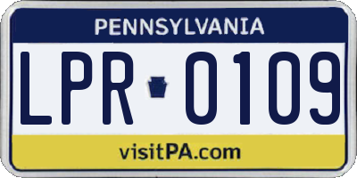 PA license plate LPR0109