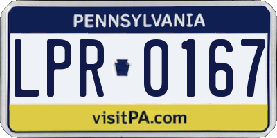 PA license plate LPR0167