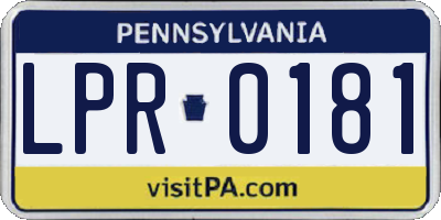 PA license plate LPR0181
