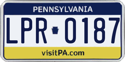PA license plate LPR0187