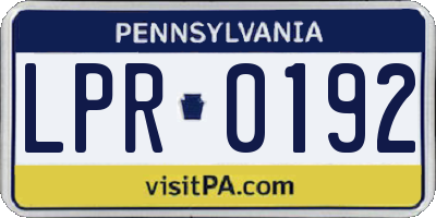 PA license plate LPR0192