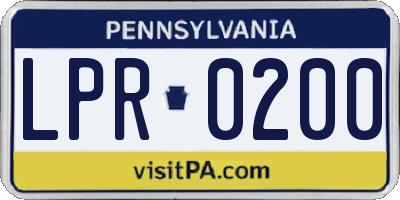 PA license plate LPR0200