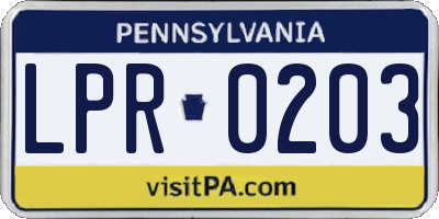 PA license plate LPR0203