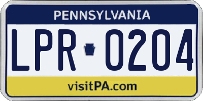 PA license plate LPR0204