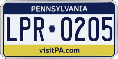 PA license plate LPR0205