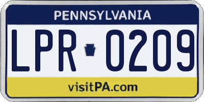 PA license plate LPR0209
