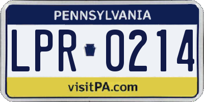 PA license plate LPR0214