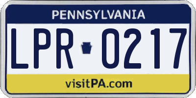 PA license plate LPR0217