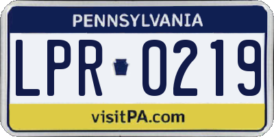 PA license plate LPR0219