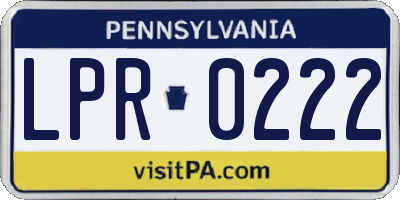PA license plate LPR0222