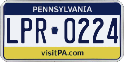 PA license plate LPR0224