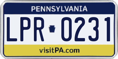 PA license plate LPR0231