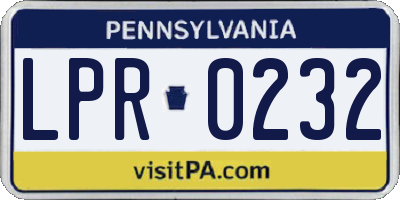 PA license plate LPR0232