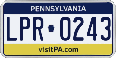 PA license plate LPR0243