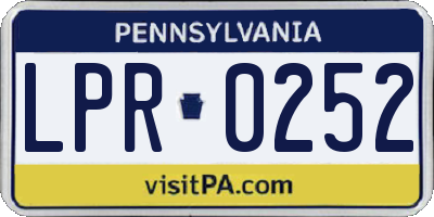 PA license plate LPR0252