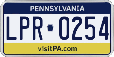 PA license plate LPR0254