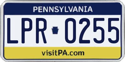 PA license plate LPR0255