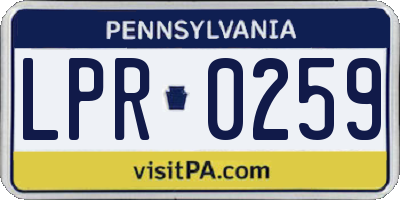PA license plate LPR0259