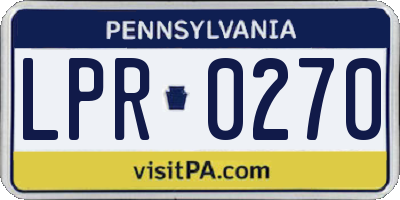 PA license plate LPR0270