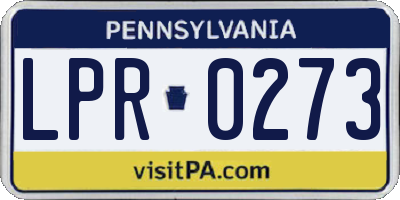 PA license plate LPR0273