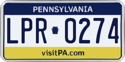PA license plate LPR0274