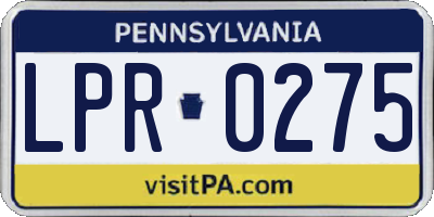 PA license plate LPR0275