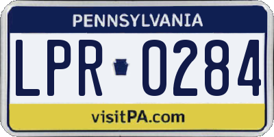 PA license plate LPR0284