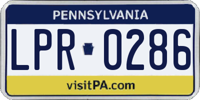PA license plate LPR0286