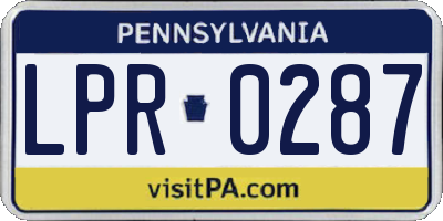 PA license plate LPR0287