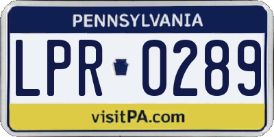 PA license plate LPR0289