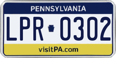 PA license plate LPR0302