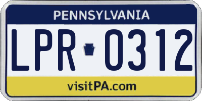 PA license plate LPR0312