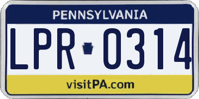 PA license plate LPR0314