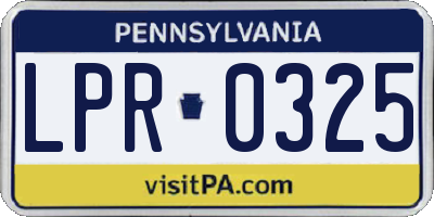 PA license plate LPR0325