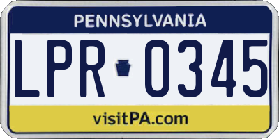 PA license plate LPR0345