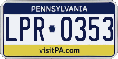 PA license plate LPR0353