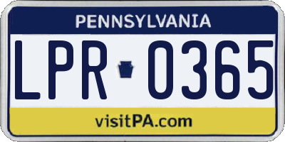 PA license plate LPR0365