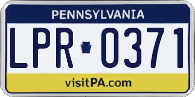 PA license plate LPR0371