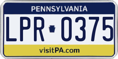 PA license plate LPR0375