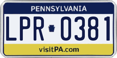 PA license plate LPR0381