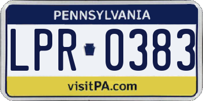 PA license plate LPR0383