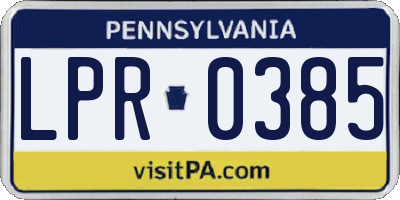 PA license plate LPR0385