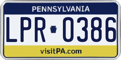 PA license plate LPR0386