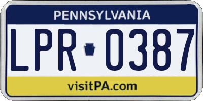 PA license plate LPR0387