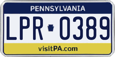 PA license plate LPR0389