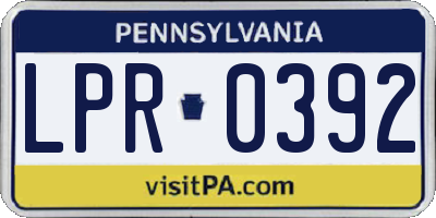 PA license plate LPR0392