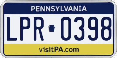 PA license plate LPR0398