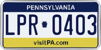 PA license plate LPR0403